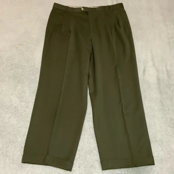 Italian Wool Pleated Trousers 38 Classic Tailored 28.5 Inseam - Picture 1 of 12